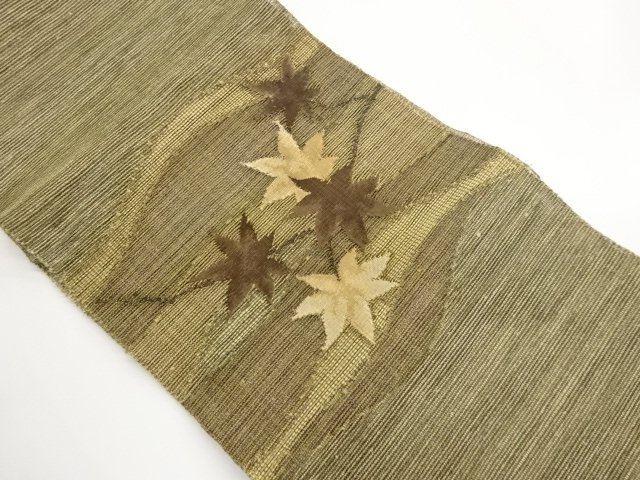 JAPANESE KIMONO / NAGOYA OBI FOR SUMMER / TSUMUGI / WOVEN MAPLE 